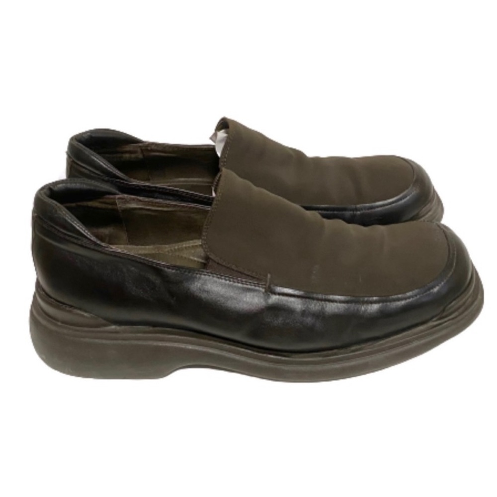 Bacco Bucci Brown Leather Slip On Platform Dress Shoes Casual Made in Italy